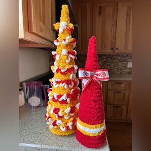 Handmade Decorative Cone Trees in Red, Yellow & White